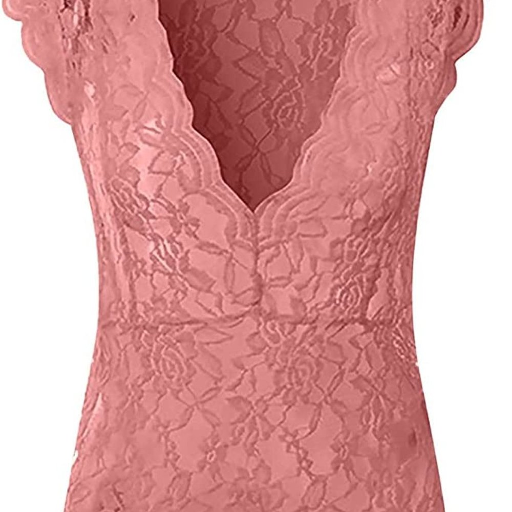 Pink Women Lace Sleeveless Pullover Tops,‎ Ladies Tank Tee Blouse T shirt - Picture 3 of 4